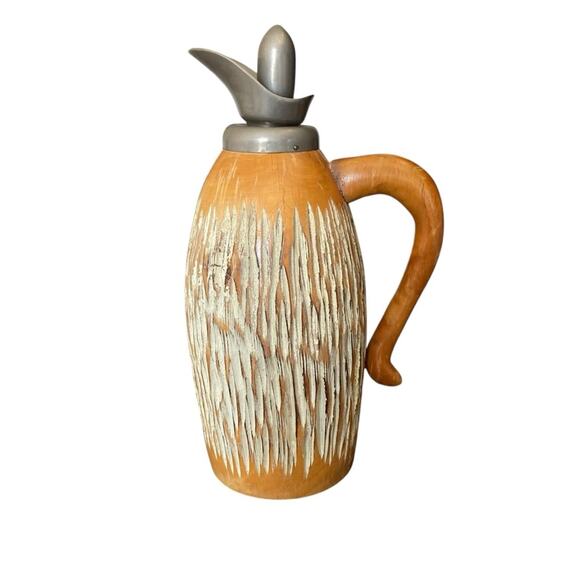 Vintage Macabo Aldo Tura Italian Wood Carved Thermos - Picture 1 of 9